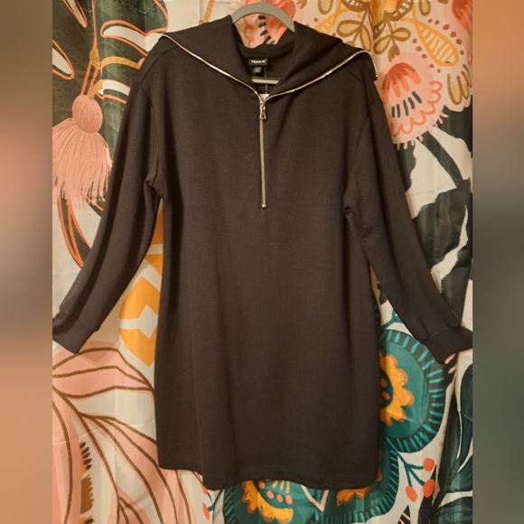 Black Quarter Zip Mini Dress - Picture 2 of 3